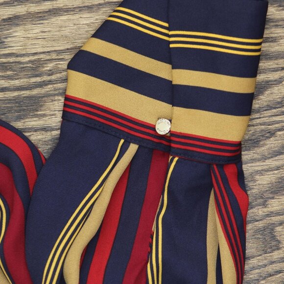 NWT Tommy Hilfiger Printed Collared Long-Sleeve Top Midnight Blue Multi XL - Picture 6 of 7